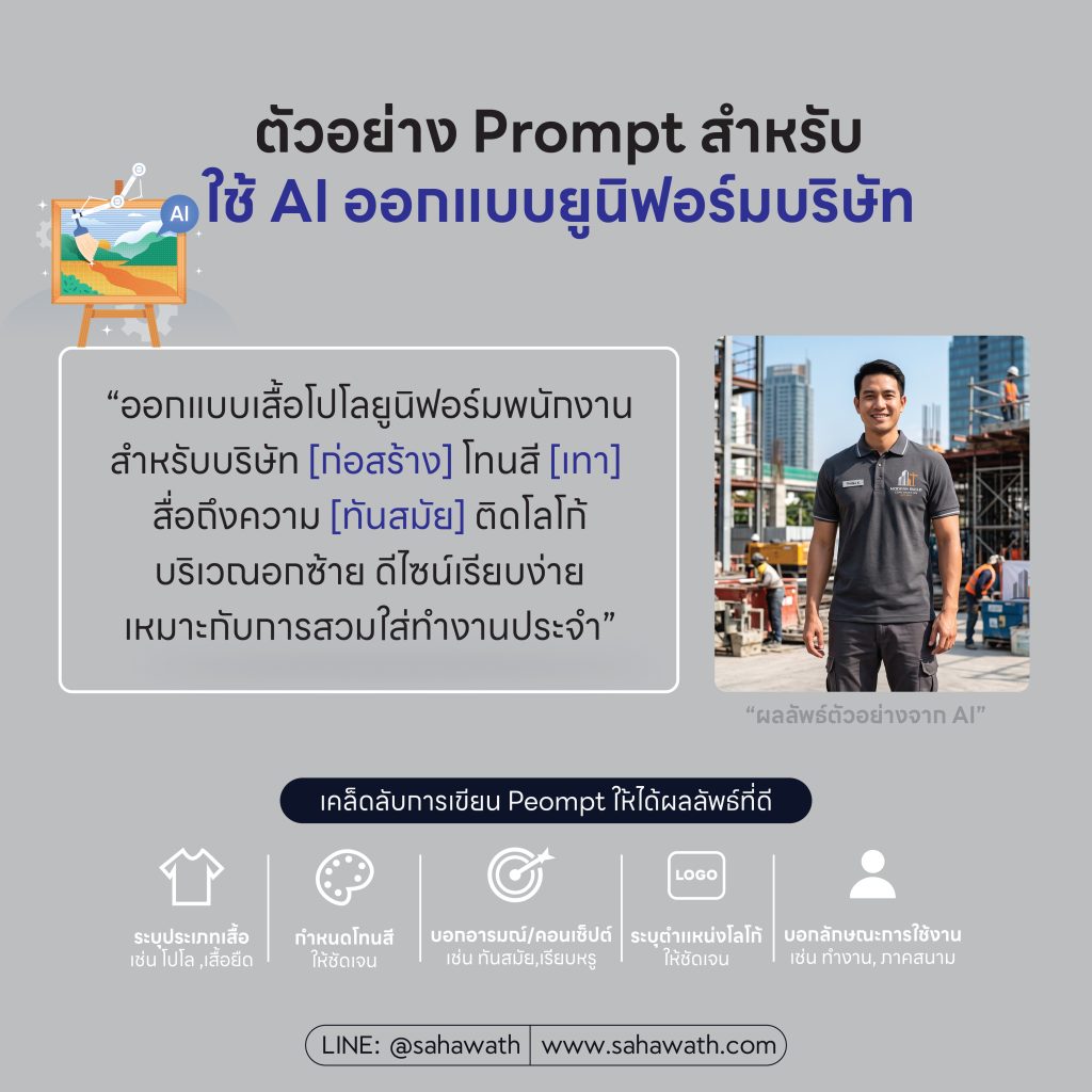 ตัวอย่าง Prompt สำหรับใช้ AI ออกแบบยูนิฟอร์มบริษัท