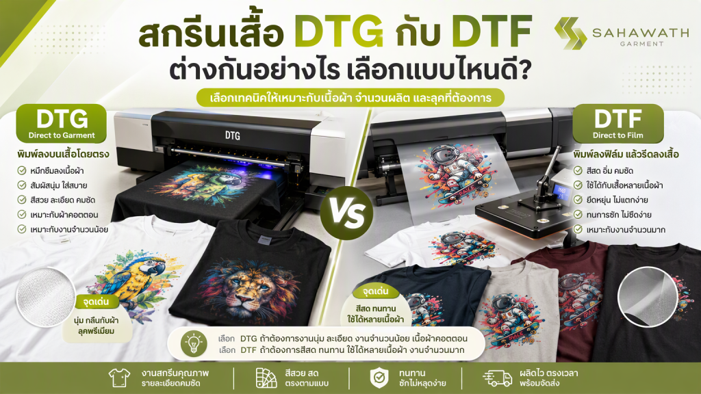 สกรีนเสื้อ DTG กับ DFT ต่างกันอย่างไร เลือกแบบไหนดี