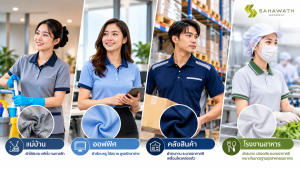 เสื้อยูนิฟอร์มใช้ผ้าอะไรดี: แม่บ้าน ออฟฟิศ คลังสินค้า โรงงานอาหาร